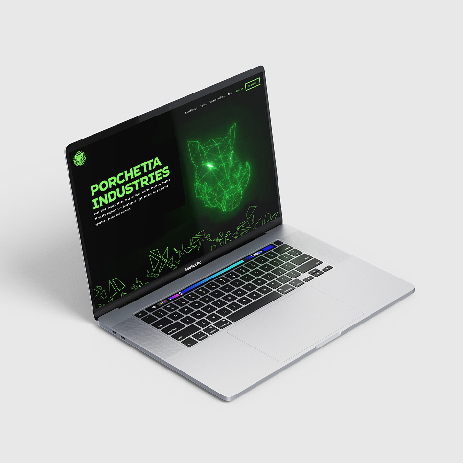 Sito web di Porchetta Industries su MacBook Pro